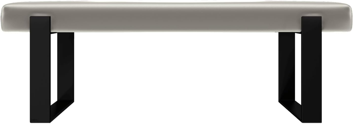 VANT Upholstered Bed Bench - Ribbed Iceland Blue - Burnished Brass - Contemporary Modern, Bedroom Bench Seat, Hallway, or Entryway