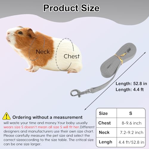 Image of Guinea Pig Harness and Leash，2packs Guinea Pig Clothes Baby Ferret Rats Hamster Soft Mesh Harness Leash for Decoration，Hamster Harness can be Adjusted to Any Size. (Red + Grey)