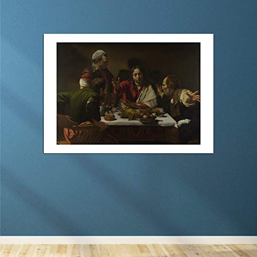Impression d'art Caravage Souper à Emmaüs affiche encadrée mate extra large décoration
