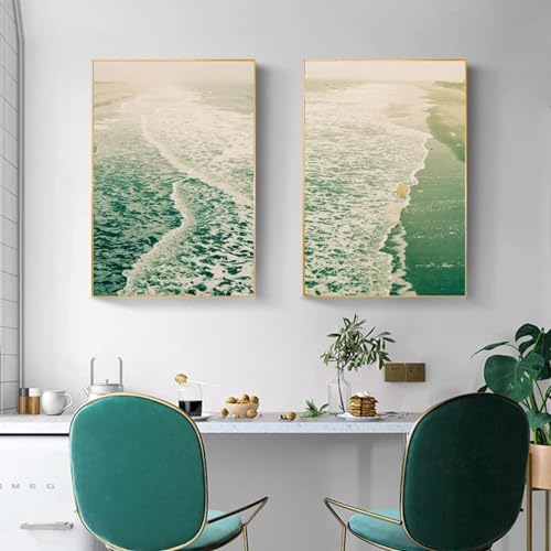 Décor à la maison salon avec triptyque paysage marin moderne - 3
