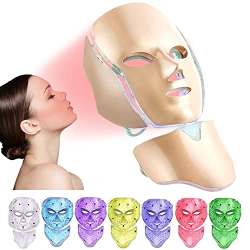 Led-Face-Mask-Light-Therapy Red Light Therapy for Face with 7 Color LED Skin Care Mask Facial Mask for Skin Rejuvenation Face and Neck