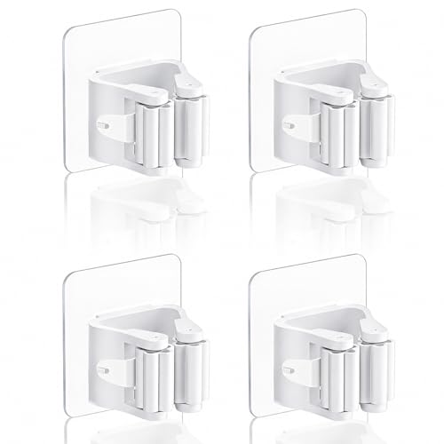WENRENMK 4 Pièces Porte Balais Mural, Accroche Balai Mural, Range balai mural, Porte Balais Mural Sans Percage, Convient pour Cuisine, Salle de Bain, Jardin,...