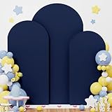 Picture of OMKSIH Wedding Arch Covers Stretchy Backdrop Set of 3 Navy Blue Arch Cover for Chiara Wall 4FT 5FT 6FT Blue Backdrop Covers for Decoration Birthday Party Supplies