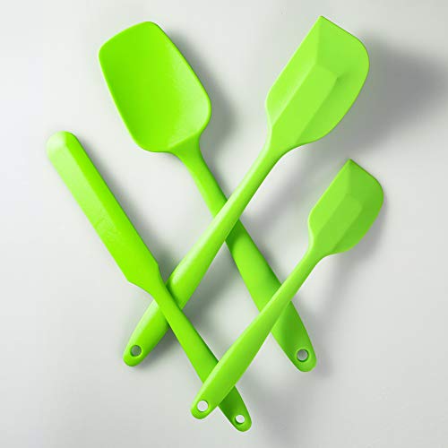 4 Piece Silicone Spatula Set, Flexible Heat Resistant Non-Scratch Baking Cooking Rubber Spatulas With Stainless Steel Core, Green #TOP4