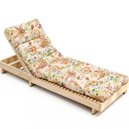STAYDEN Outdoor Lounge Chair Cushions, Chaise Lounge Chair Cushions Replacement for Patio Furniture with Ties Waterproof Fabric Pool Chasie Cushion 74.4 x 22 x 4.7 Inches (Model3)