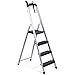 Delxo Lightweight Aluminum 4 Step Ladder with Tool Tray Folding Step Stool Stepladders Home and Kitchen Step Ladder Anti-Slip Sturdy and Wide Pedal Ladders 330lbs Capacity Space Saving (4 feet)