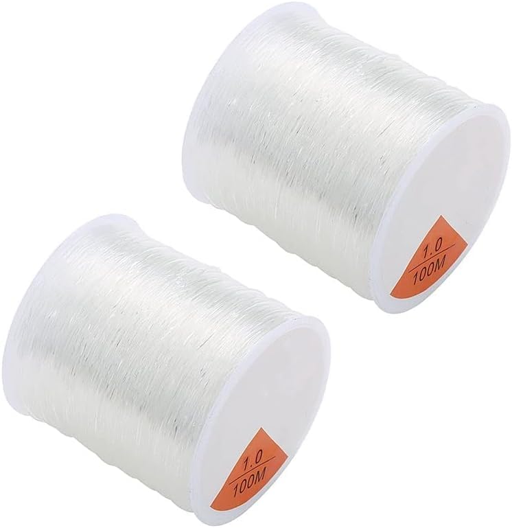 2 Rolls Elastic String For Crystal Beading, 100m(328ft) Length Per Roll, 1mm Diameter, Easily Pass Through Elastic Bracelet Rope Cords for DIY Handcraft Jewelry Making