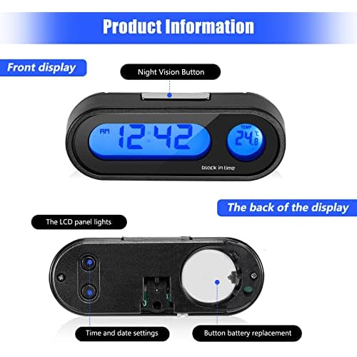 'ONEVER Car Clock, 2 in 1 Car Digital Clock Car Digital Clock with