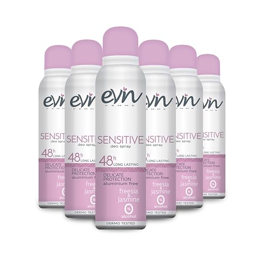 EVIN FEMME | Deodorante Donna Spray 48H Sensistive, Fragranza Fresia e Jasmine, Formula Attiva per 48h, 6x150ml