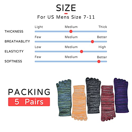 5 Pairs Men Toe Socks Cotton Breathable Athletic Running Ankle Five Finger Crew Sock4