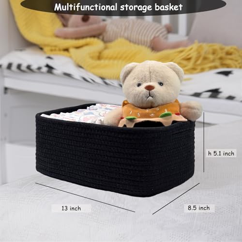 Image of COMFY-HOMI 13 inch x 8.5 inch x 5.1 inch Storage Baskets for Organizing | Cotton Rope Woven Basket | Toy Storage Bin Box | Basket for Shelves, Closet Organizer Bin, Decorative Closet Shelf, 3 Pack