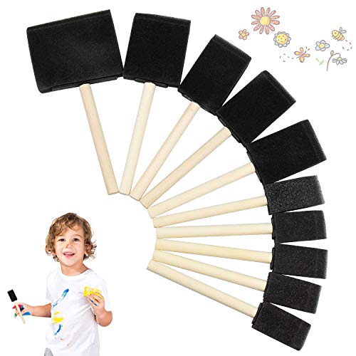 Pincel de Espuma Herramienta de Pintura Surtidas con Mango de Madera Ligero Duradero Ideal para acrílicos Manchas Barnices Manualidades 10 Unidades Cover