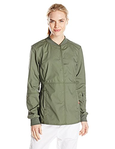 Dickies Women's Eds Signature Stretch Snap Front Warm-Up Jacket, Olive, Xxxxx-Large #TOP25