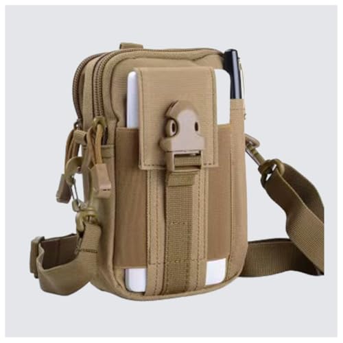 Tactical Molle Pouch - Outdoor Sports Waist Bag, Hiking Multi-Purpose Phone Pouch, Durable & Water-Resistant for Camping, Cycling, Travel(Tan)