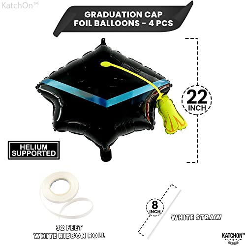 Image of Graduation Decorations 2026 | Big Graduation Cap Balloon - 22 Inch, Pack of 4 | graduation Balloons, Grad Hat for Graduations Decorations Class of 2026 | Grad Foil Balloons, KatchOn
