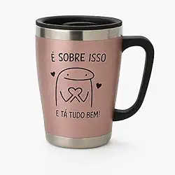 Caneca Térmica com Tampa Estampa Divertida Aço Inoxidável