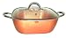 Copper XL Pan 12 Inch 6 Qt. Deep Square Pan With Tempered Glass Lid, Pour Spout Round Handles Induction Base Dishwasher Safe