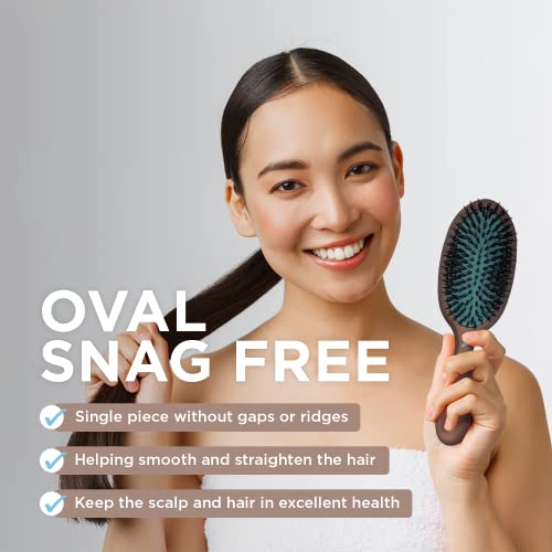 Spornette Ion Fusion Cushion Oval Brush - Boar & Nylon Bristle Mix for Brushing Out, Smoothing, Detangling, Styling and Setting Medium to Long, Thick, Thin or Normal Hair for Men, Women and Children