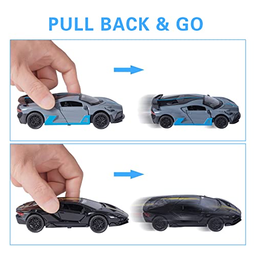 Komendant 2 Pack Die-Cast Sports Racing Cars Pull Back Vehicles Toy 1/36 Scale Metal Model Car With Sound And Light Gift For Boy Girl Kid Child #TOP2