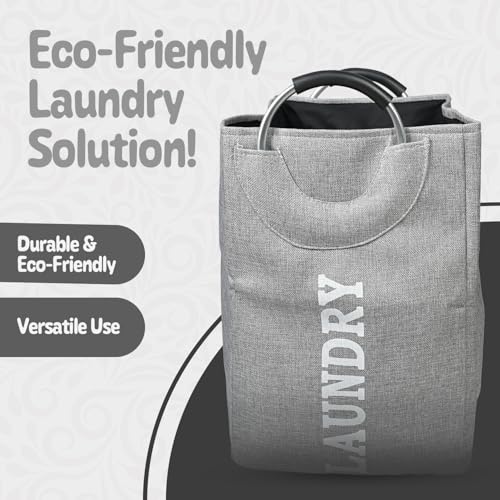 Image of KYLO Efficient Laundry Bag| No Fuss Laundry Bag| Superior Steel Handles| Rubber Covering to Support Fingers| Multiple Colors - Goes Well With The Decor - 82 L, Grey