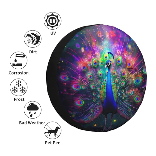 Image of Peacock Spare Tire Cover Weatherproof Universal Wheel Protectors Wheel Covers for Rv Camper Travel Trailer SUV Truck 17 Inch