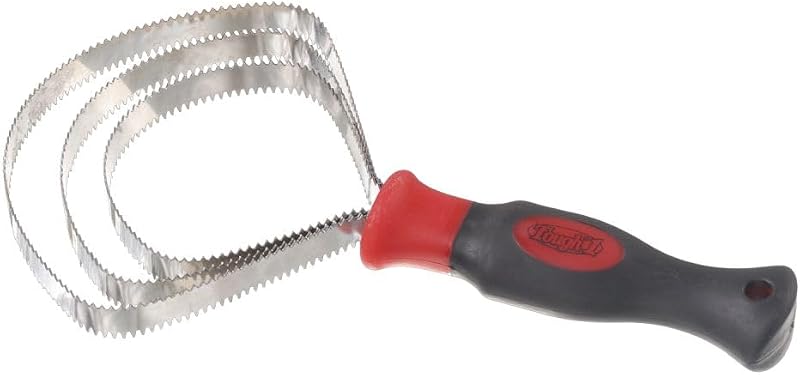Rasqueadeira para Cavalos Tough 1 Great Grips 3 Blade Curry com 3 Lâminas de Metal, Vermelho/Preto