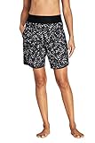 Lands' End Womens Comfort Waist 9in Swim Short Panty New Black/White Prism Floral Petite 4