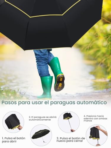Paraguas de golf extra grande Kalolary automático y plegable con doble toldo 5