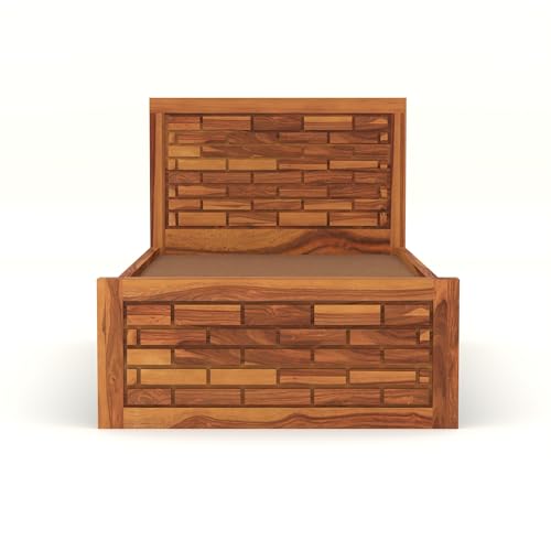 Image of Solid Sheesham Wooden Bed 6X4 Bed Single Bed Without Storage for Bedroom - Single Cot Wooden BedSingle Size for Living Room Guest Room - 12 Month Warranty (James Honey)