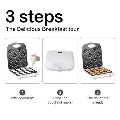 Jzzlsjt 16 Hole Mini Donut Machine, Double Sided Heating Mini Donut Maker Machine,1400W Perfect For Breakfast thumb #4