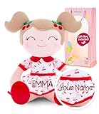 Gloveleya Personalized Doll with Your Name - Cute Red Cherry Color Custom Soft Plush Doll for Girls Plush Doll Customized Gifts - Muñecas de Trapo Personalizadas para Niñas