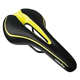 GORIX(ゴリックス) 自転車 低反発 サドル [厚手クッション やわらかタイプ] ロードバイク マウンテンバイク 他対応 GX-C19 ブラック×イエロー