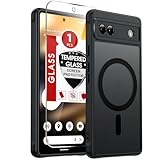 LeYi for Pixel-6A Case: Google Pixel 6A Phone Case [MagSafe Fit] with Pixel 6A Screen Protector, Magnetic Slim Frosted Translucent Military-Grade Funda para Pixel 6 A Celulares Unlocked Mobile, Black