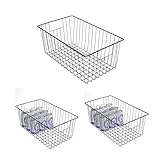 16inch Upright Freezer Organizer Baskets for 13-14,16-21 cu.ft Standup Freezer, Settle freezer chaos and reduce food waste effectively, Durable, Fully Use Space, Improve Air Circulate, Black, Pack 3