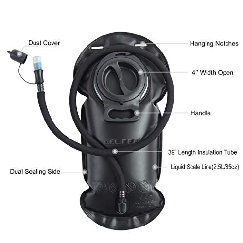 Gelindo Hydration Bladder 2.5 Liter 85oz BPA-Free Hydration Reservoir Leak-Proof Large Opening with Insulated Tube Hydration Backpack Replacement for Hiking Camping Cycling Hunting - Thumbnail 2