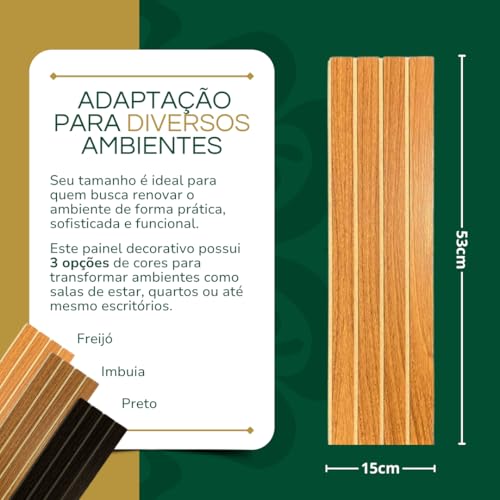 Placa Decorativa MDF Madeira Ripada 53x15cm - Revestimento para Parede (Imbuia)