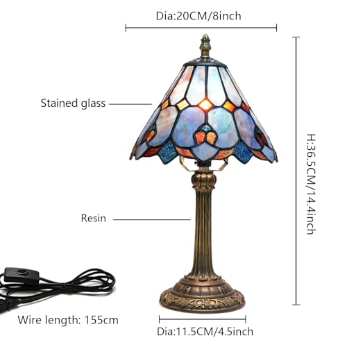 wecrejoni Tiffany Lamp Bedside Table Lamp-Nightstand,Stained Glass Lamp for Bedroom Dorm Living Kitchen, Aesthetic Cute Home Decor Gift (OFU1157) by wecrejoni - Used condition - Image 3