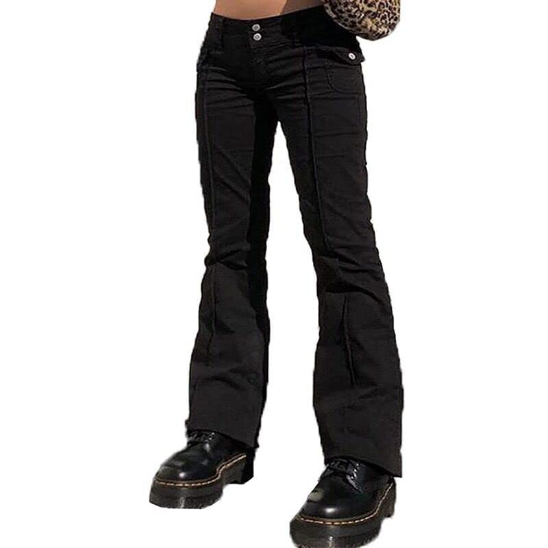 パンツ 00s black coating cargo flared pants Y2K Y2k Pants Low Rise Flare Pants Jeans Aesthetic Vintage
