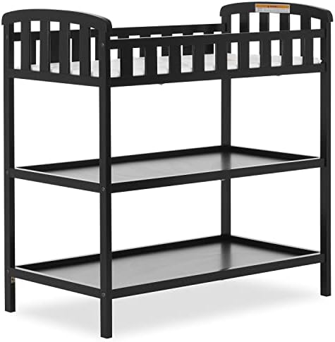 Dream On Me Emily Changing Table with Two Storage Shelves, Black