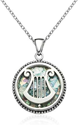 SolidSilver - Sterling Silver Genuine Ancient Roman Glass David Harp Design Pendant Necklace.