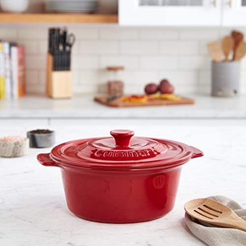 Cuisinart Chef's Classic Seramik Fırın Ürünü-3 Quart Yuvarlak Kaplamalı Fırın, Kırmızı - Görsel 7