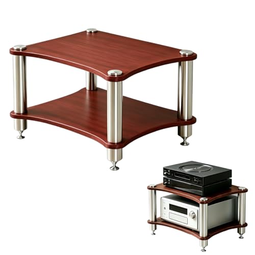 Cococheers 2 Tier Stereo Cabinet,Dark Wood Heavy Duty Record Player Stand,AV Cabinet for DVD,Routert,TV Box and Game Console,Stereo Rack for Gaming Room Living Room and Recording Studio Audio Device by Cococheers - Used condition - US$109.29