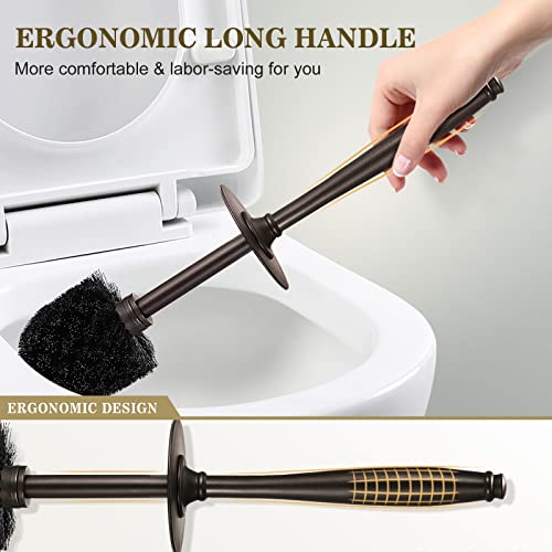Image of Toilet Bowl Brush Holder Set: Bathroom Deep Cleaning Toilet Scrubber Rim Cleaner with Caddy for Restroom Rv - Hidden Modern Elegant Toilet Clean Decorative Accessories - Bronze