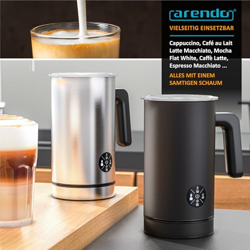 Arendo - Montalatte Elettrico 4 In 1 – Struttura A Doppia Parete – 4 Programmi – Schiuma Calda E Fredda – Schiuma Cremosa E Solida – 150 – 300 Ml – Rivestimento Antiaderente – Cappuccino Latte Macciat - 6