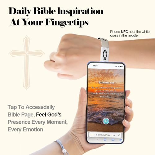 6Pcs Daily Bible Verse Bracelets, Jesus Christian Bracelet with NFC Scan, Bible Verses Wearable Bracelet, Elastic Christian Bracelet for Women Men Teens Gifts2