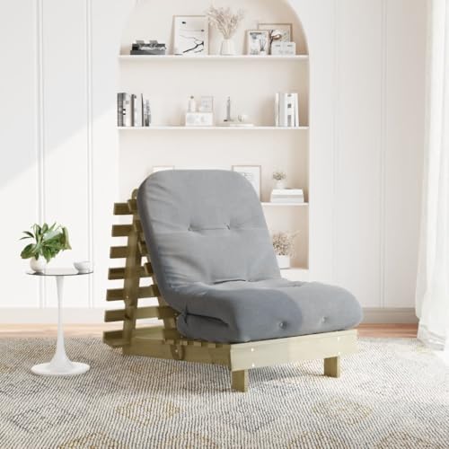 GeenYuu Canapé-lit futon en Bois de pin imprégné avec Matelas 70x206x11 cm, Dossier réglable, Pliable, Banquette Convertible pour Salon, Chambre, Bureau,...