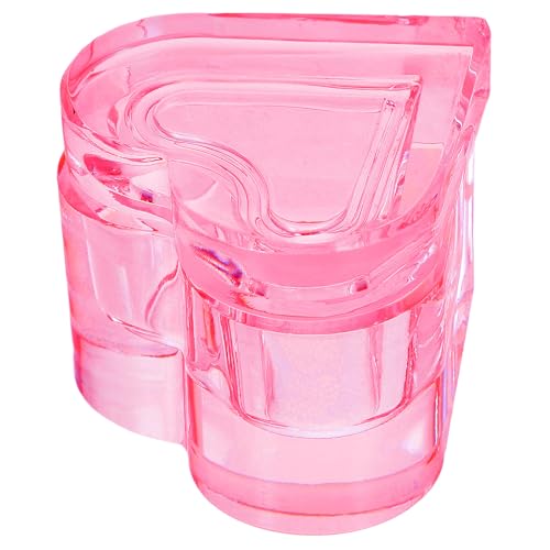 Recipiente de cristal con tapa para manicura en forma de corazón miniatura 1