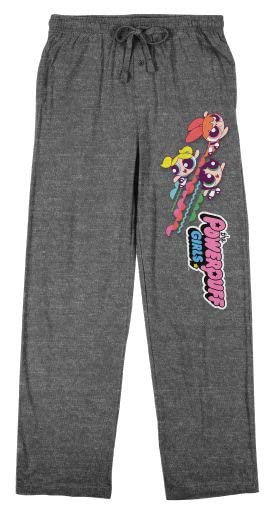 Powerpuff Girls Blossom Bubbles and Buttercup Men's Charcoal Heather Sleep Pants