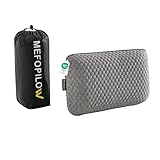 MEFOPILO Cuscino da viaggio in memory foam per dormire, da campeggio, per aeroplano, viaggio auto, borsa portatile (grigio – senza rivestimento di ricambio, 40 x 25 x 10 cm)