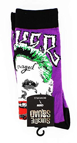 Suicide Squad the Joker Men s Crew Socks, Multi, One Size(8-12)